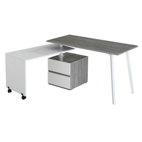 Techni Mobili Techni Mobili RTA-2336-GRY Rotating Multi-Positional Modern Desk; Gray - 30 x 58 x 48.25 in. RTA-2336-GRY - main